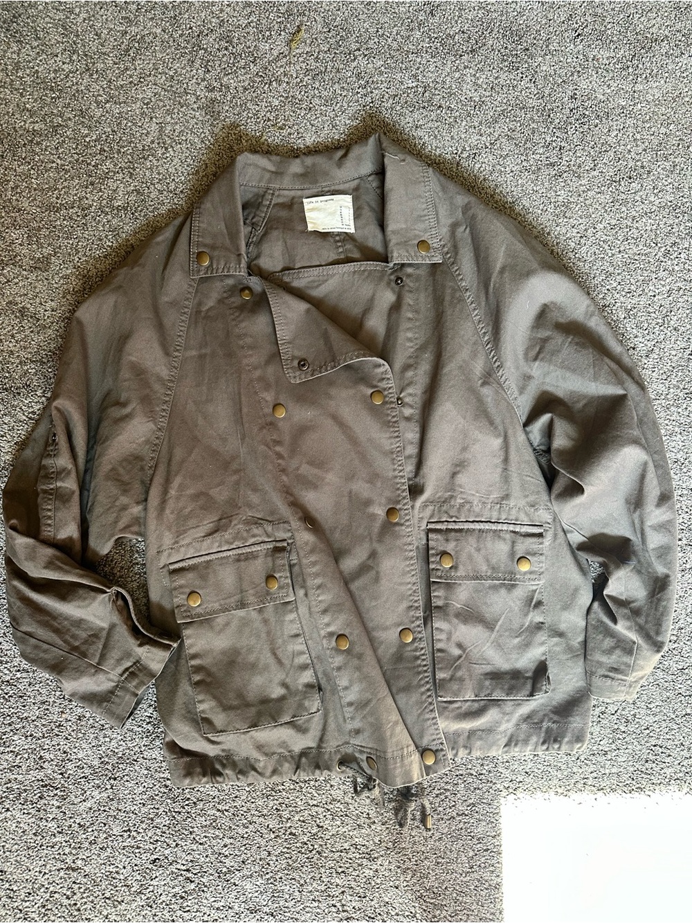 Double Breasted Canvas Olive Green Utility Jacket